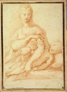 Die Jungfrau spielt mit dem Kind auf ihrem Schoß von Parmigianino
