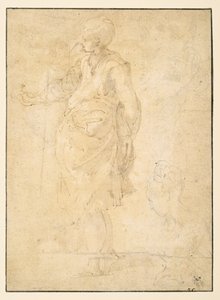 Bekleidete weibliche Figur und ein weiblicher Kopf