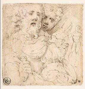 Studie von Gesichtern und einer stehenden Figur (verso)