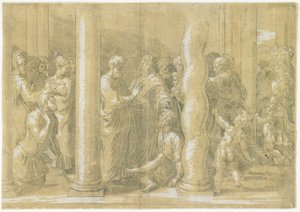 Heilige Peter und Johannes heilen die Kranken an den Toren des Tempels, ca. 1530 von Parmigianino