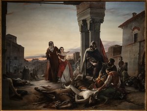 Ricciardino Langoscos Mutter durchsucht die Leiche ihres Sohnes, der während der Eroberung von Pavia durch Matteo Visconti im Jahr 1315 getötet wurde