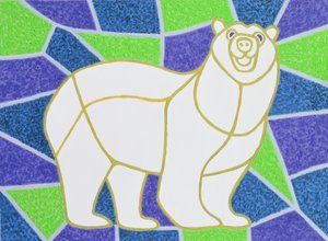 Eisbär auf Buntglas