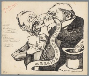 Minister Aalberse und der Arbeitgeber von Patricq Kroon (signed by artist)