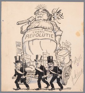 Prunkwagen des Nationalen Bundes gegen Revolution von Patricq Kroon (signed by artist)