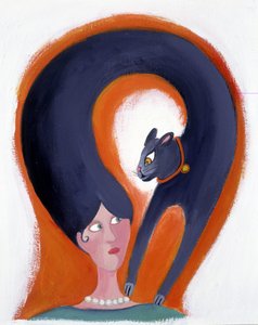 Frauenfrisur, die sich in eine Katze verwandelt - Illustration von Patrizia La Porta