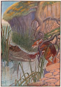 "Oh je! Der große Alligator hat meine Pfote in seinem Mund!"