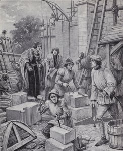 König Heinrich VI. überwacht den Bau des von ihm 1440 gegründeten Eton College