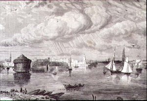 New Yorker Hafen in den 1860er Jahren (Stich)