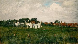 Mecklenburg, Landschaft mit der kleinen Stadt Schwann an der Warrow von Paul Baum