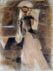 Ganzkörperporträt von Madeleine Carlier. Paul Helleu (1859-1927), 20. Jahrhundert. Bayonne, Musee Bonnat von Paul Cesar Helleu