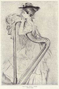 Das Mädchen mit einer Harfe von Paul Cesar Helleu