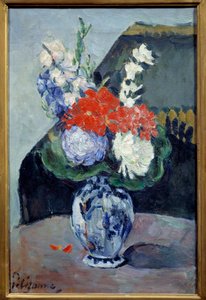 Blumenstrauß mit kleinem Delfter. Gemälde von Paul Cézanne (1839-1906)