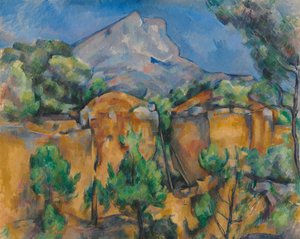 Berge Mont Sainte-Victoire von der Bibémus-Steinbruch gesehen von Paul Cézanne
