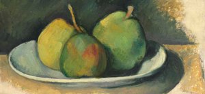Birnen auf einem weißen Teller von Paul Cézanne