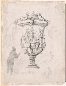Figurenstudien um eine Gravur einer Zier-Vase von Paul Cézanne