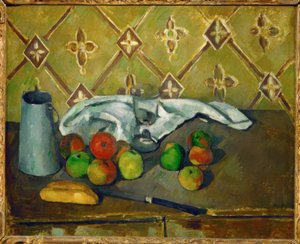 Stillleben (Früchte, Serviette und Milchkännchen)