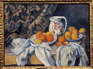 Stillleben auf dem Vorhang von Paul Cézanne