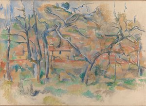 Bäume und Häuser, Provence, um 1885 von Paul Cézanne