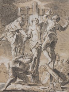 Christus am Kreuz genagelt, frühes 18. Jahrhundert von Paul Decker the Younger