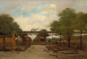 Bau einer Hochbahn: Brücke über den Cours de Vincennes von Paul Desire Trouillebert