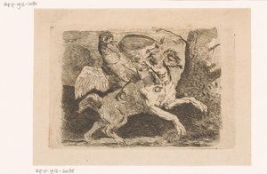 Hund beißt in das Bein eines Fasans von Paul Emile Nicolié