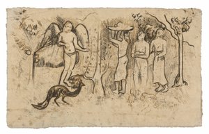 Engel, Pfau und drei Tahitianer von Paul Gauguin
