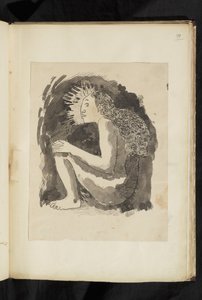 Avant et après - Zeichnung einer nackten einheimischen Frau im Profil, die Knie angezogen von Paul Gauguin