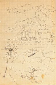 Zeichnung aus einem Album von Zeichnungen für den jungen Jacques Bousquet, Pont-Aven oder Le Pouldu, 1889-90 von Paul Gauguin