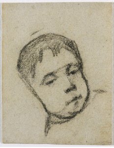 Emil Gauguin als Kind, Kopf auf einem Kissen von Paul Gauguin