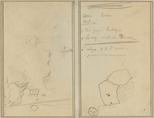Kopf eines Affen; Inventar von Flaschen und Getränken [Rückseite] von Paul Gauguin