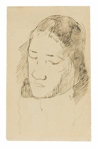 Kopf einer tahitianischen Frau (recto), Skizzen anatomischer Details (verso)