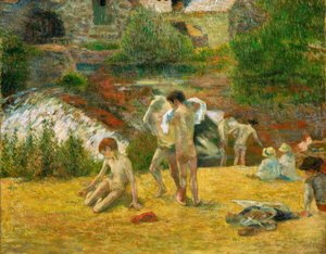 Junge Bretonen beim Baden, oder Das Bad am Mühlenbach von Paul Gauguin