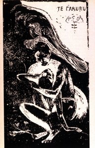 Paul Gauguin "Te Faruru" (sie lieben sich). Holzschnitt aus der tahitianischen Periode von Paul Gauguin (1848 - 1903). 1891 - 1897 von Paul Gauguin