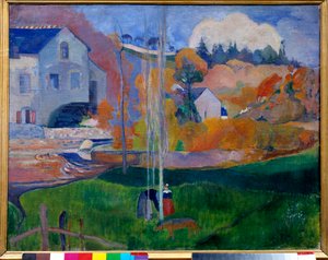 Landschaft in der Bretagne, die Mühle David. Gemälde von Paul Gauguin (1848-1903)
