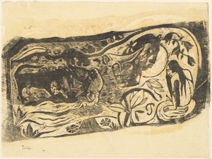 Teller mit dem Kopf eines gehörnten Teufels, in oder nach 1895 von Paul Gauguin