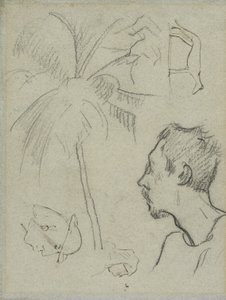 Profil von Charles Laval mit Palme und anderen Skizzen von Paul Gauguin