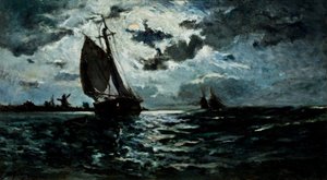 Segelschiff im Mondlicht