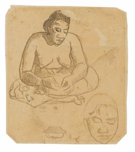 Sitzende tahitianische Frau (recto); Stehende tahitianische Frau (verso) von Paul Gauguin
