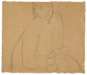 Sitzende tahitianische Frau (bezogen auf das Gemälde Te faaturuma [Reverie])