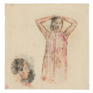 Tahitianisches Mädchen im rosa Pareu von Paul Gauguin