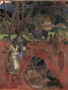 Tahitianische Landschaft mit neun Figuren von Paul Gauguin