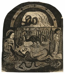 Te atua (Der Gott), aus der Suite der späten Holzschnittdrucke