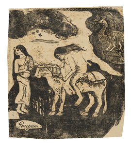 Der Raub der Europa, aus der Suite der späten Holzschnitte von Paul Gauguin