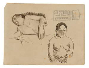 Zwei tahitianische Frauen und ein Marquesan-Ohrstecker
