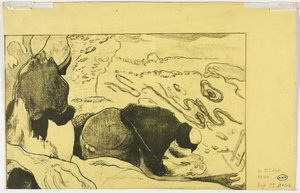 Volpini Suite: Frauen beim Wäschewaschen (verso) von Paul Gauguin