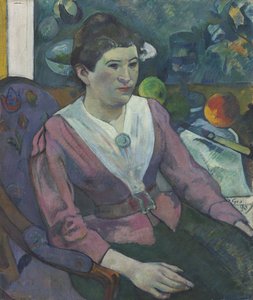 Frau vor einem Stillleben von Cézanne von Paul Gauguin