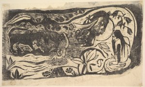 Holzschnitt mit einem gehörnten Kopf, 1898-99 von Paul Gauguin