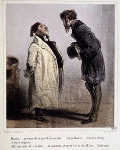 Schuldner und Gläubiger, Cartoon von Gavarni, ca. 1840