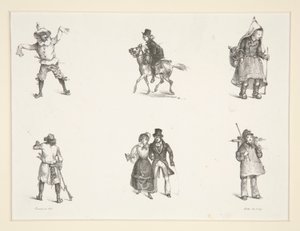 Zwei Motive und vier stehende Figuren von Paul Gavarni