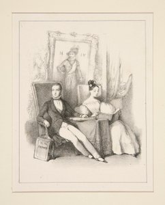 Der Bruder und die Schwester / Prag (Henri, Graf von Chambord und die Herzogin von Parma als Kinder) von Paul Gavarni